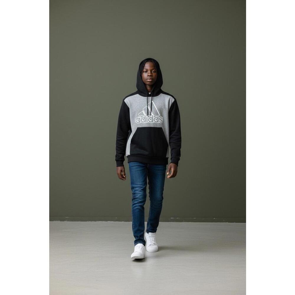 Kids Unisex M 10/12 ADIDAS Lightweight Loose Fit Black/Gray Hoodie